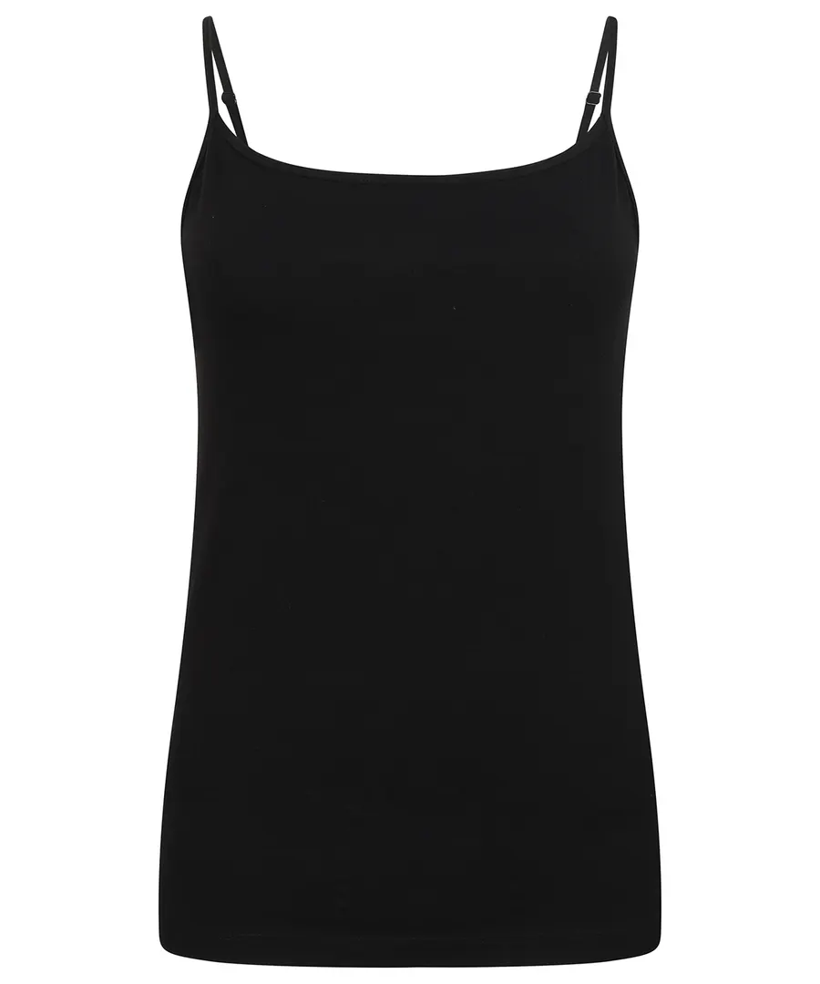 Women's feel-good stretch spaghetti vest – Black