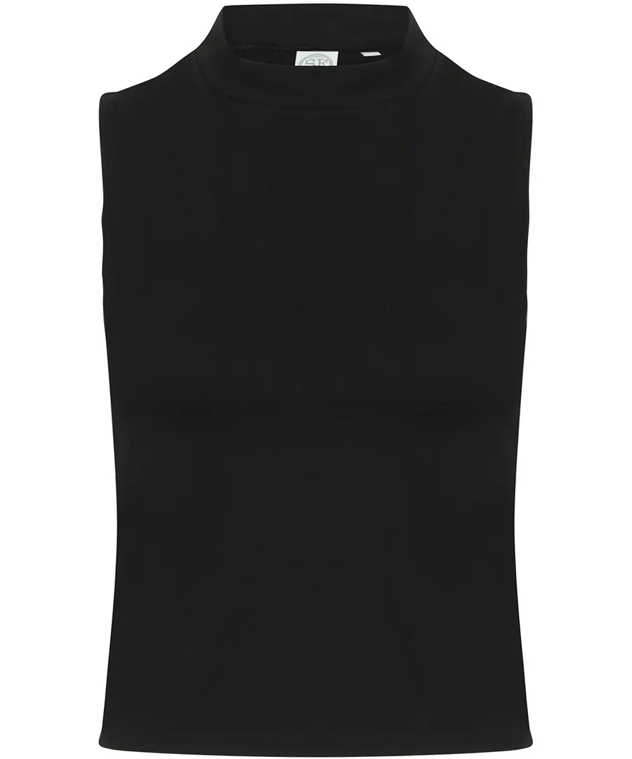 Women's high neck crop vest – Black