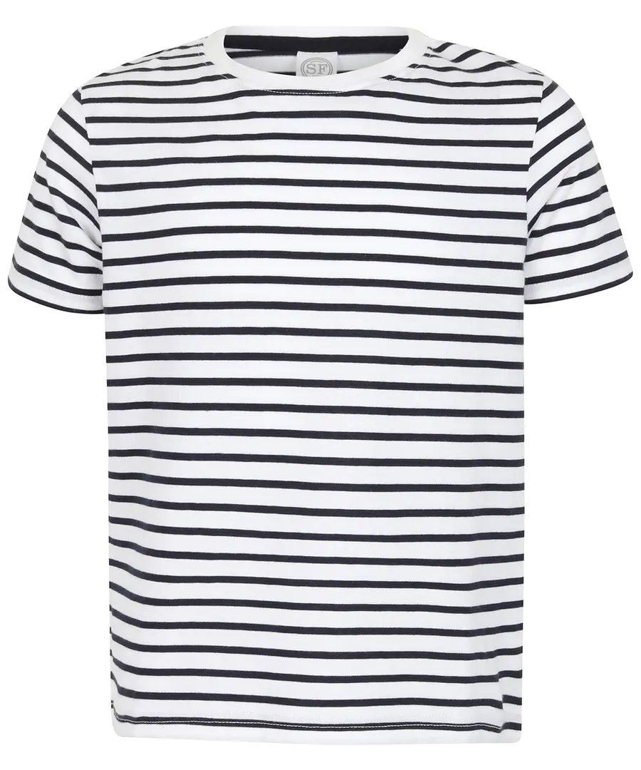 Kids striped T – White/Oxford Navy