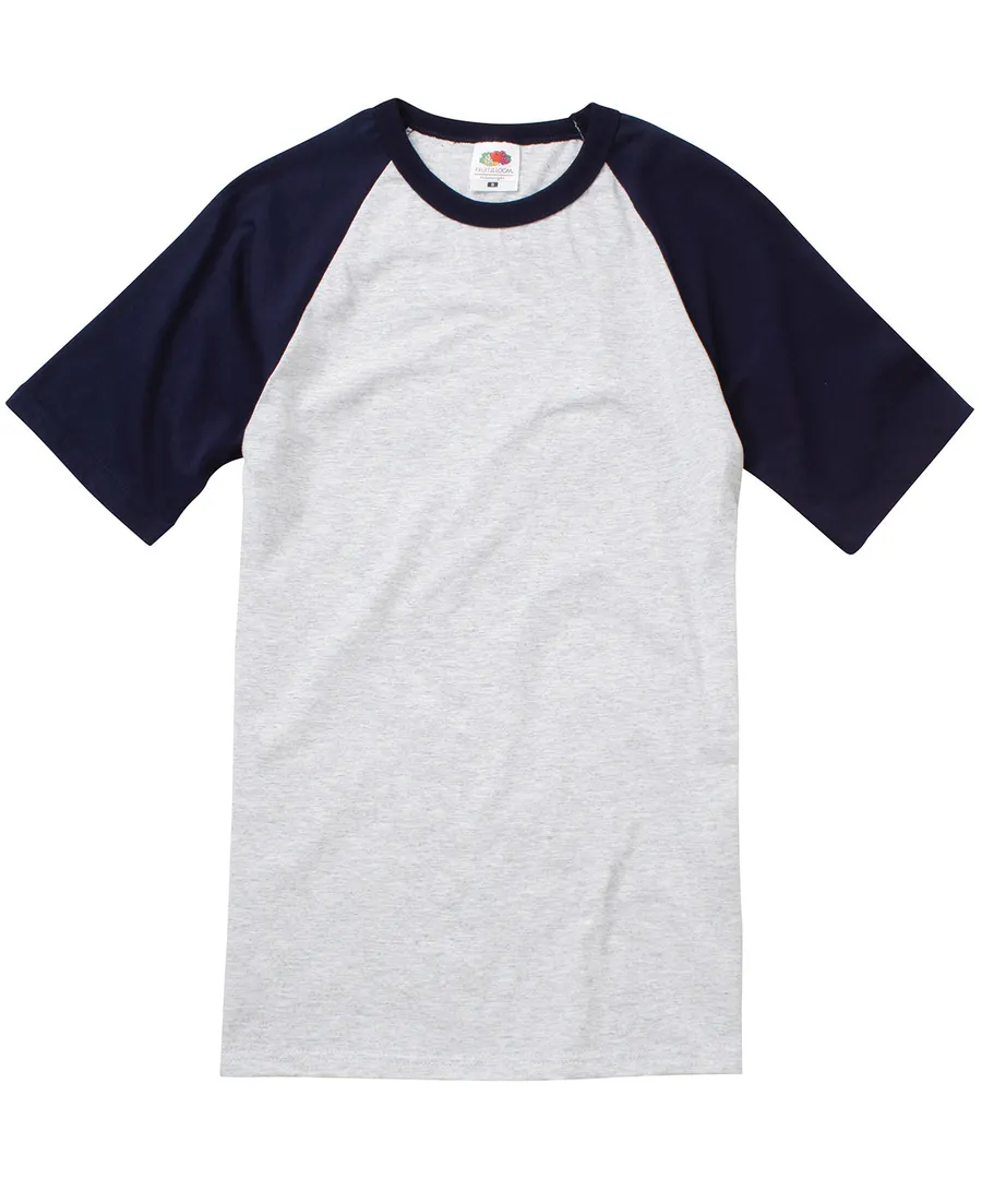 Short sleeve baseball T – Heather Grey/Deep Navy