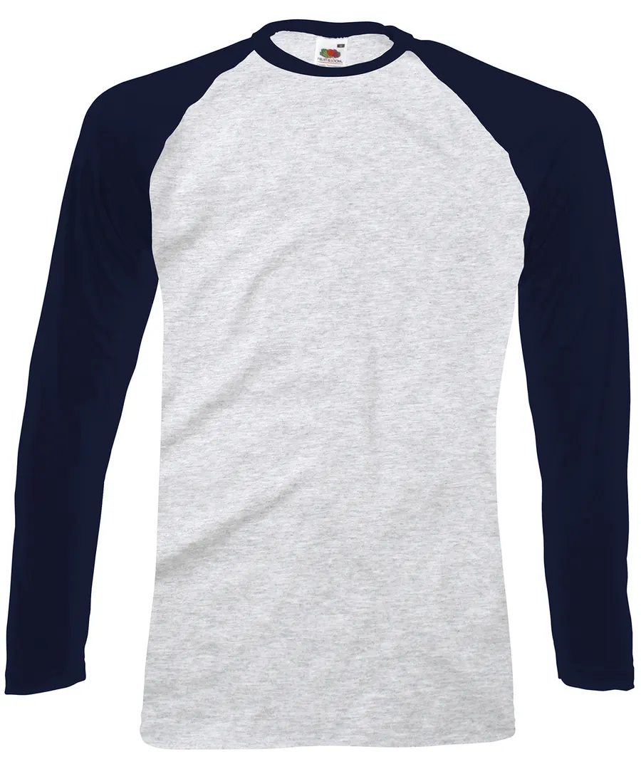 Long sleeve baseball T – Heather Grey/Deep Navy
