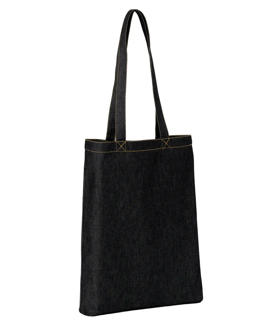 Denim ‘flat base’ shopper – Black Denim