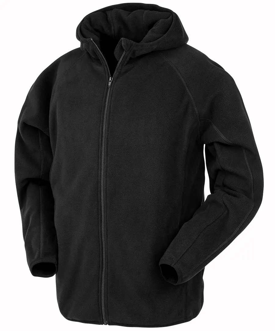 Recycled hooded microfleece jacket – Black