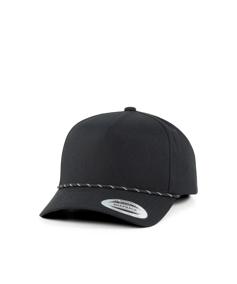 YP Classics retro cotton blend 5-panel snapback cap – Black